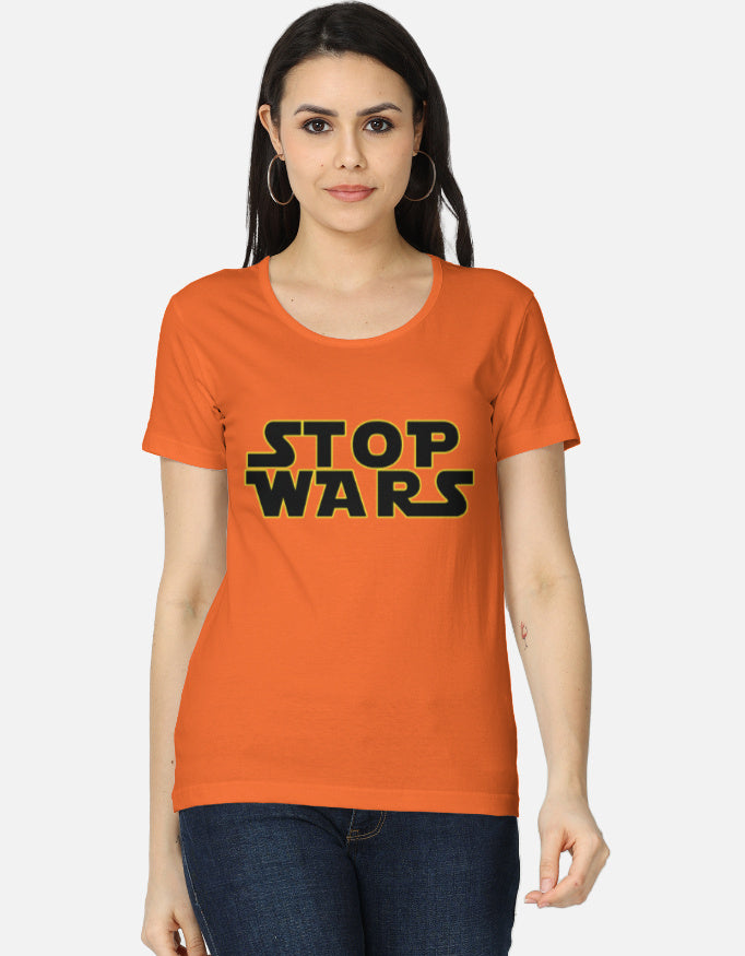 C-Labs Stop Wars Women's Classic T-Shirt Orange Front_1_c_33_4c5faaca-387b-4078-a2a9-5cf24f4386f7