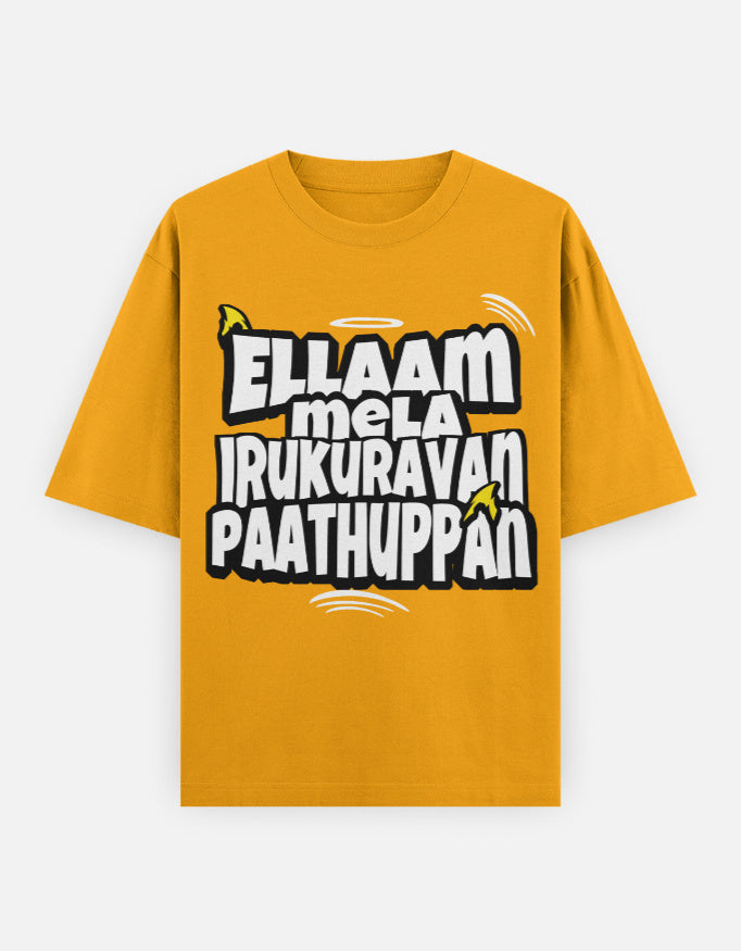 C-Labs Ellaam Mela Irukuravan Paathuppan Oversized Classic T-Shirt Golden Yellow Front_1_c_35_42b14fde-e327-454a-90ec-0a76fd322b97