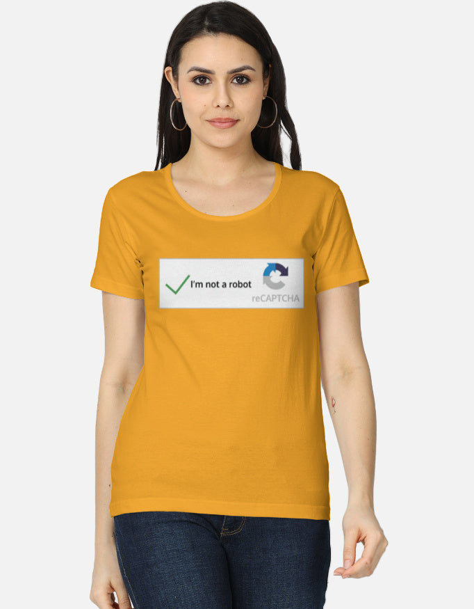 C-Labs I'm Not a Robot Women's Classic T-Shirt Golden Yellow Front_1_c_35_47c84332-4849-4dd1-a18e-6d25d3adacba