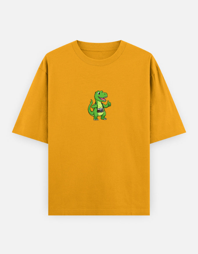 C-Labs Photographer Dinosaur Oversized Classic T-Shirt Golden Yellow Front_1_c_35_5e67ae13-a2b2-42ae-9068-a1e26c2378b4