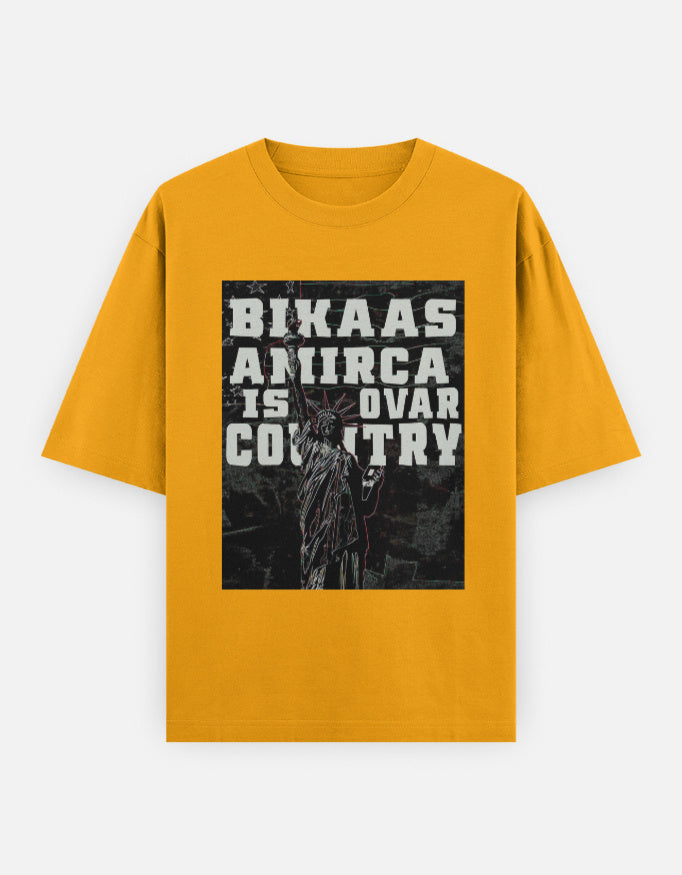 C-Labs Bikaas Amirca Is Ovar Country Oversized Classic T-Shirt Golden Yellow Front_1_c_35_762b0e4c-0917-4b8f-b0b4-f64b4e359541