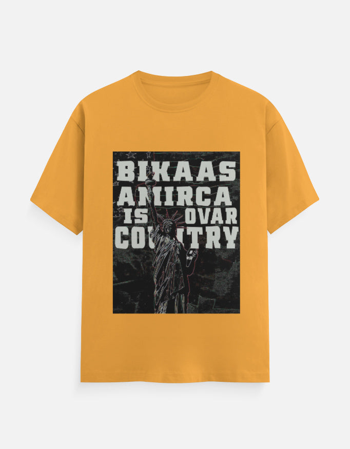 C-Labs Bikaas Amirca Is Ovar Country Classic Crew T-Shirt Golden Yellow Front_1_c_35_d3980df5-3de9-4345-9cfc-3d90b0942f63
