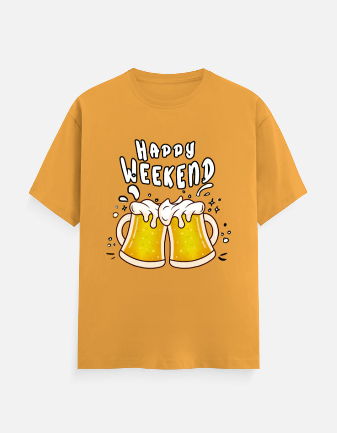 C-Labs Happy Weekend Classic Crew T-Shirt Golden Yellow Front_1_c_35_db25ea28-b85b-4355-bcf0-d01163df0644