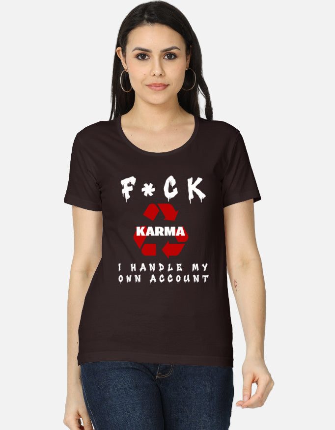 C-Labs Karma Women's Classic T-Shirt Coffee Brown Front_1_c_37_23af4ece-2ab1-44aa-a688-4fa47d92e6b5