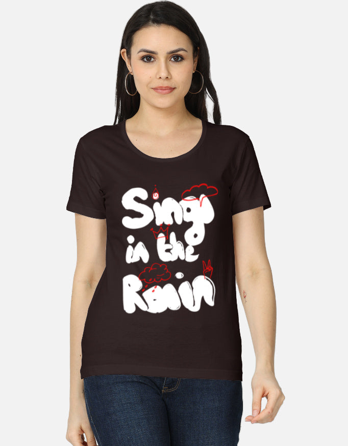 C-Labs Sing In The Rain Women's Classic T-Shirt Coffee Brown Front_1_c_37_4f700510-d374-47a6-b5b7-f73432aa6e7b