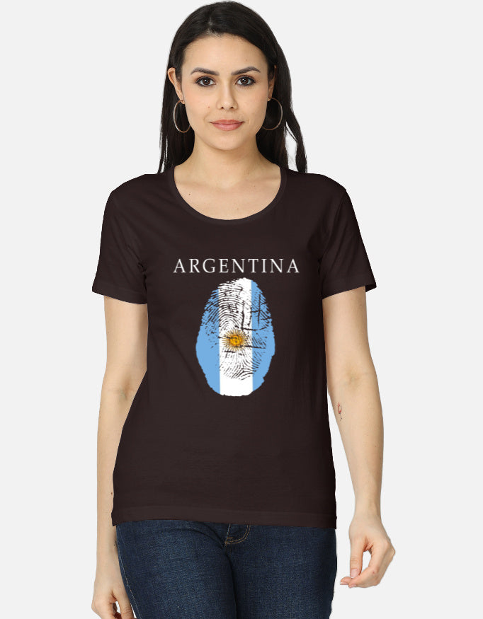 C-Labs Argentina Women's Classic T-Shirt Coffee Brown Front_1_c_37_a1db1697-3e7b-4aa4-839c-4a91a5b893de