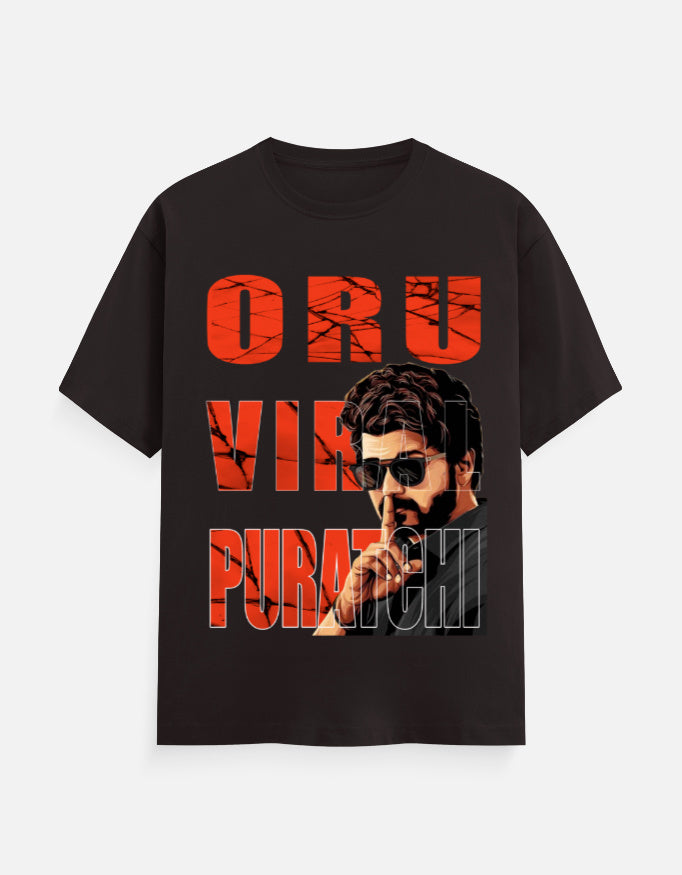 C-Labs Oru Viral Puratchi Classic Crew T-Shirt Coffee Brown Front_1_c_37_cc04fd8c-ea10-4a1b-9ee7-f1a5d3aba903