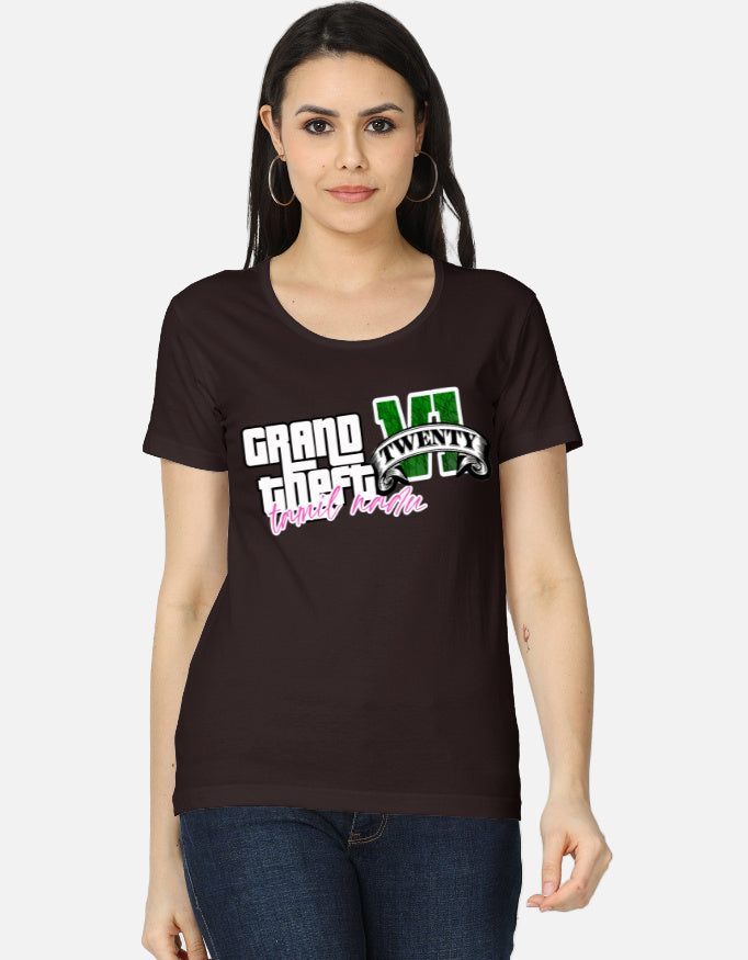 C-Labs Grand Theft Auto: Tamil Nadu Edition Women's Classic T-Shirt Coffee Brown Front_1_c_37_dbe1ca22-024a-4fdb-8deb-569f255cafa7