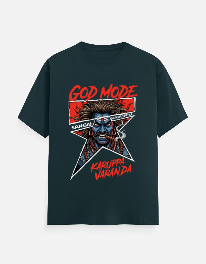 C-Labs Karuppu God Mode Classic Crew T-Shirt Petrol Blue Front_1_c_38_4a2e7fca-9197-49ab-8442-a27abd458b2b