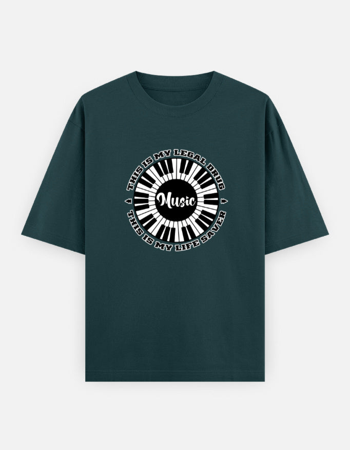 C-Labs Music Is My Drug Oversized Classic T-Shirt Petrol Blue Front_1_c_38_66ae1c19-6e48-4c2b-b751-34a99456f58a