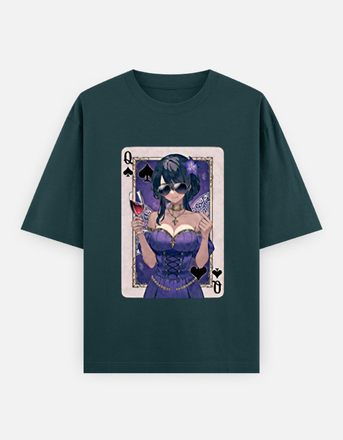 C-Labs Queen Spade Oversized Classic T-Shirt Petrol Blue Front_1_c_38_a8bfc3b4-3616-4f74-a4d3-fd635fcad997