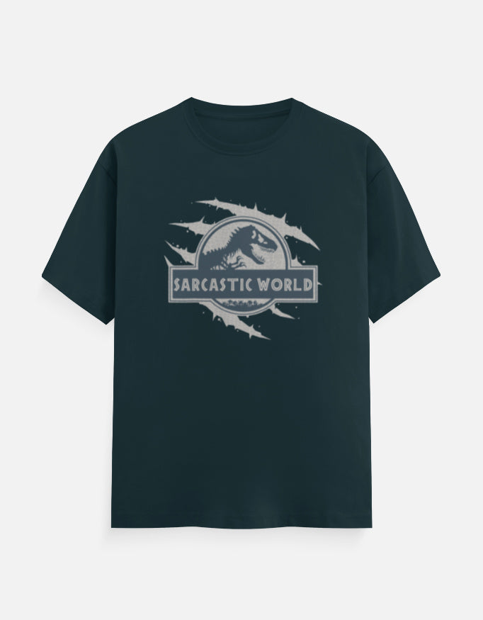 C-Labs Sarcastic World Classic Crew T-Shirt Petrol Blue Front_1_c_38_ff661016-afb4-48ed-ba4f-e91e92633611