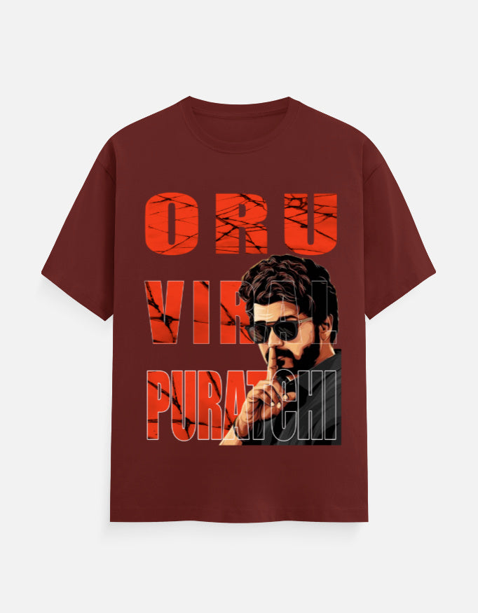 C-Labs Oru Viral Puratchi Classic Crew T-Shirt Brick Red Front_1_c_39_8e03339a-b667-44f9-bc47-9915d831626a