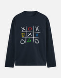 C-Labs Play Station XO Full Sleeve T-Shirt Navy Blue Front_1_c_3_04bc2eb4-9f2d-485a-b575-3904469913f4