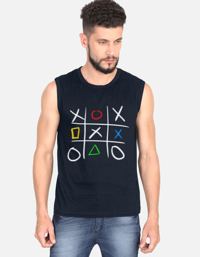 C-Labs Play Station XO Sleeveless T-Shirt Navy Blue Front_1_c_3_0dac05cd-3d19-4003-ad53-c71478e8fe0c