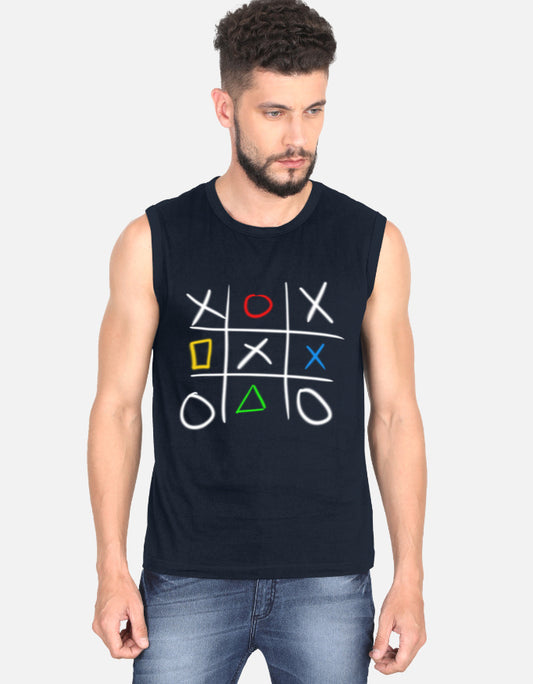 C-Labs Play Station XO Sleeveless T-Shirt Navy Blue Front_1_c_3_0dac05cd-3d19-4003-ad53-c71478e8fe0c