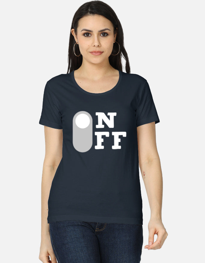 C-Labs On Off Women's Classic T-Shirt Navy Blue Front_1_c_3_27cc96bb-e3f2-4ba2-8e09-a4d5f2d7d221