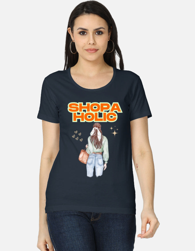 C-Labs Shopaholic Women's Classic T-Shirt Navy Blue Front_1_c_3_3cf29ac6-fc7b-4dbf-af2e-e26320810951