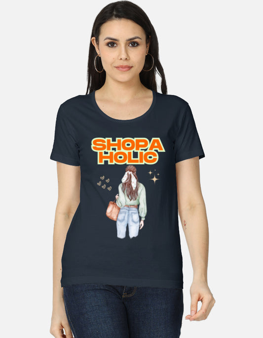 C-Labs Shopaholic Women's Classic T-Shirt Navy Blue Front_1_c_3_3cf29ac6-fc7b-4dbf-af2e-e26320810951