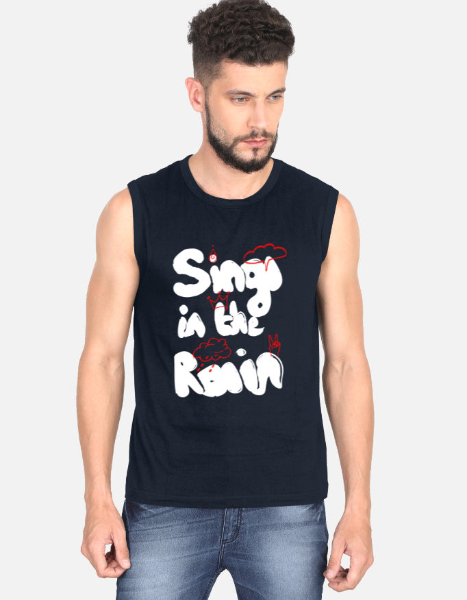 C-Labs Sing In The Rain Sleeveless T-Shirt Navy Blue Front_1_c_3_3dcb626b-c7f9-427b-a879-124580e5ad6d