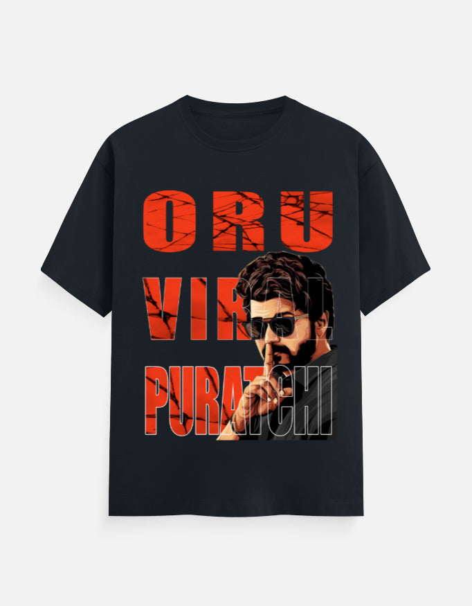 C-Labs Oru Viral Puratchi Classic Crew T-Shirt Navy Blue Front_1_c_3_601ab51a-0bff-463f-b060-f54ccddf11fa
