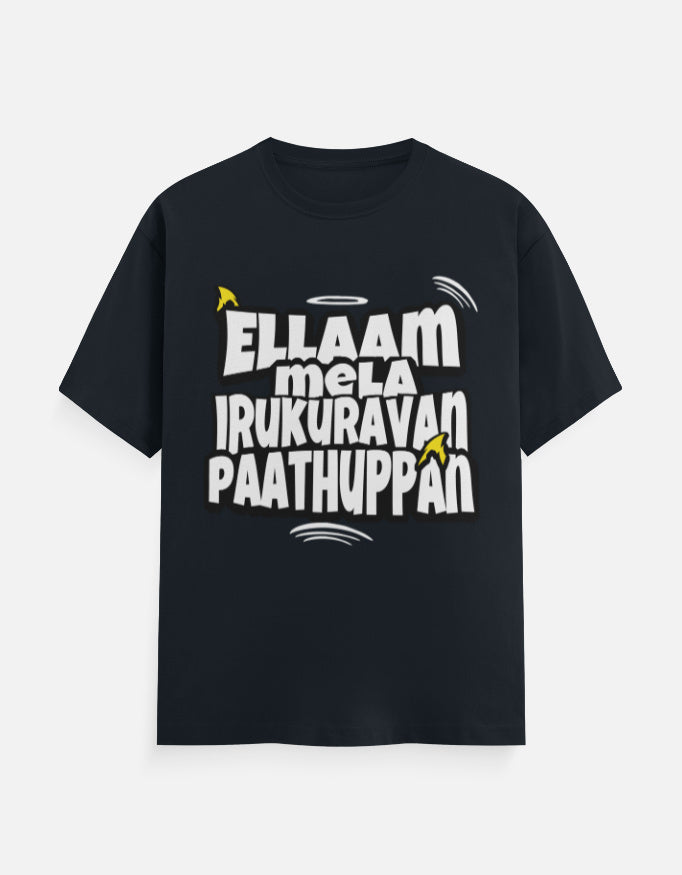 C-Labs Ellaam Mela Irukuravan Paathuppan Classic Crew T-Shirt Navy Blue Front_1_c_3_80f665b8-f36f-4f04-81bc-42b4fe950a19