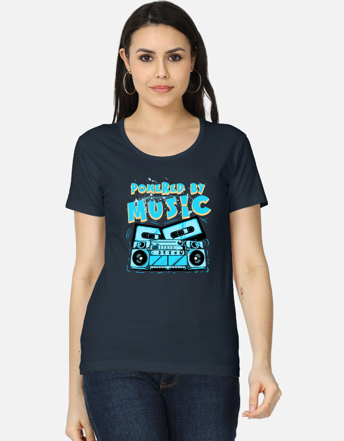 C-Labs Powered By Music Women's Classic T-Shirt Navy Blue Front_1_c_3_843c0619-d1e0-44e9-be62-1336be5cbeaf