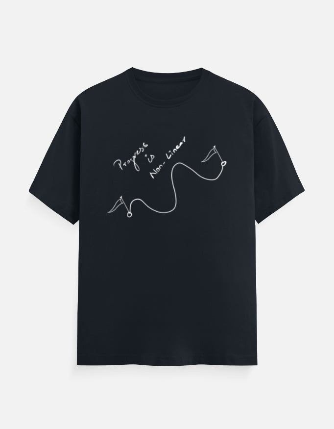 C-Labs Progress is non linear Classic Crew T-Shirt Navy Blue Front_1_c_3_8df5307c-2ab0-41a5-8bc4-c4d3a49c37db