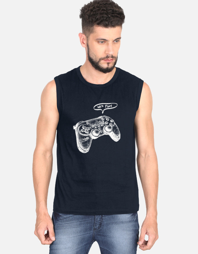 C-Labs Let's Play Sleeveless T-Shirt Navy Blue Front_1_c_3_9806b04f-7e11-4ae1-86f1-722d4b4d2ff8