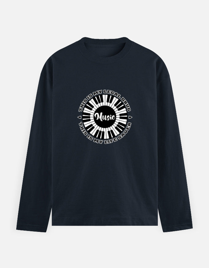 C-Labs Music Is My Drug Full Sleeve T-Shirt Navy Blue Front_1_c_3_a199af6a-4994-4df3-b133-a7b046482fcc