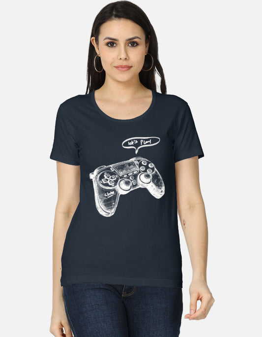 C-Labs Let's Play Women's Classic T-Shirt Navy Blue Front_1_c_3_ab9a1a34-c1a8-482e-857f-31c23014b00d