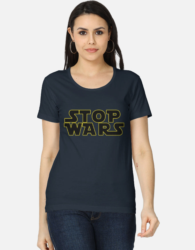C-Labs Stop Wars Women's Classic T-Shirt Navy Blue Front_1_c_3_b48841e7-31f3-44e0-920b-bdb9456b963a