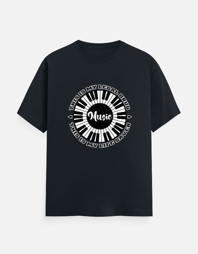 C-Labs Music Is My Drug Classic Crew T-Shirt Navy Blue Front_1_c_3_b95e34ad-9676-4473-b454-80757cb953be