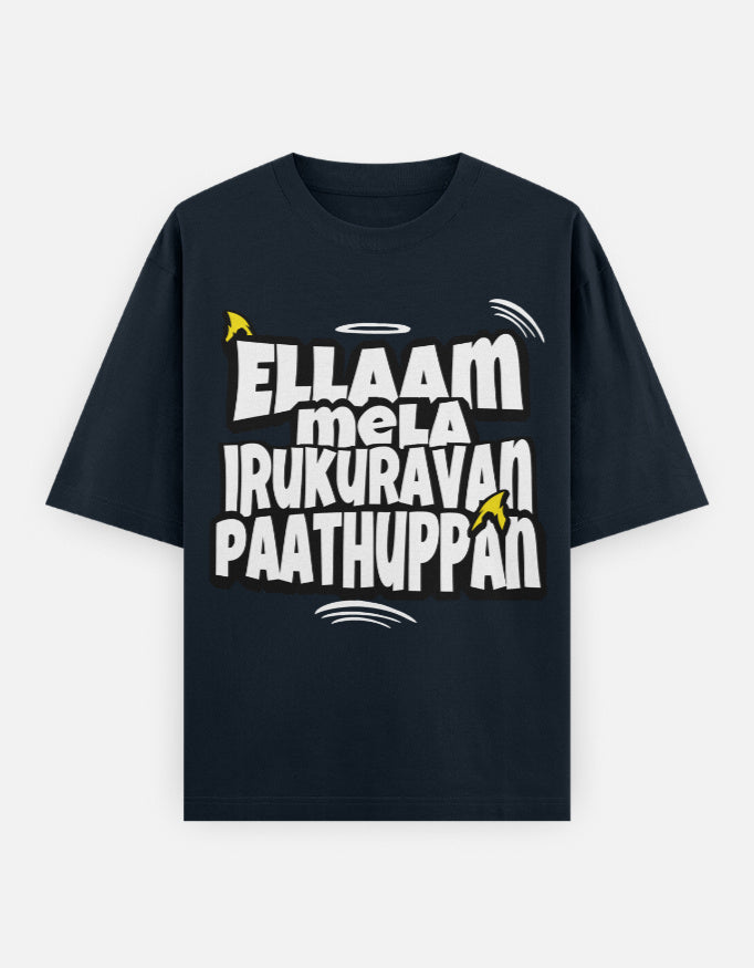 C-Labs Ellaam Mela Irukuravan Paathuppan Oversized Classic T-Shirt Navy Blue Front_1_c_3_caecc41c-5e24-490f-8ecb-cd32750998b8