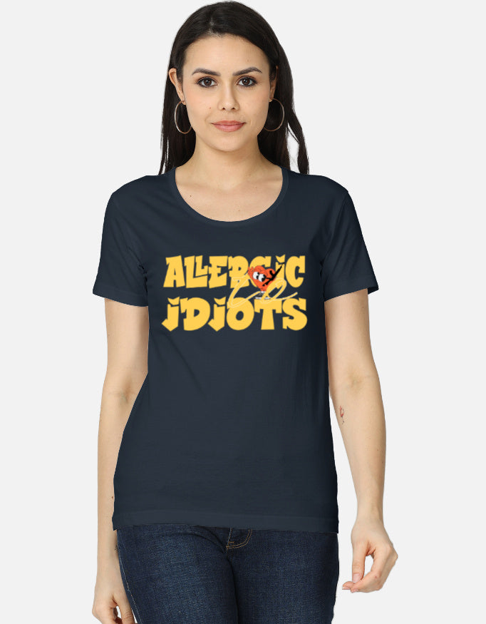 C-Labs Allergic to Idiots Women's Classic T-Shirt Navy Blue Front_1_c_3_f360fd56-229a-4c58-9cab-13b1f4cda077