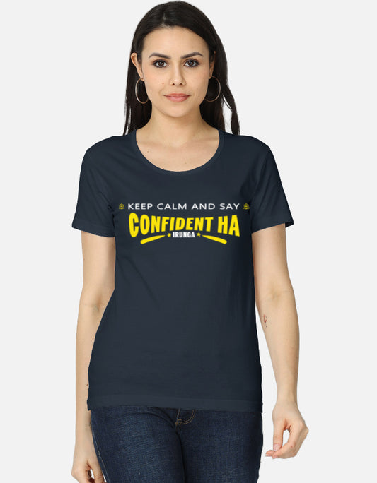 C-Labs Confident-ah Irunda Women's Classic T-Shirt Navy Blue Front_1_c_3_f540420a-1c60-42b1-a192-12ce1e5fd0a4