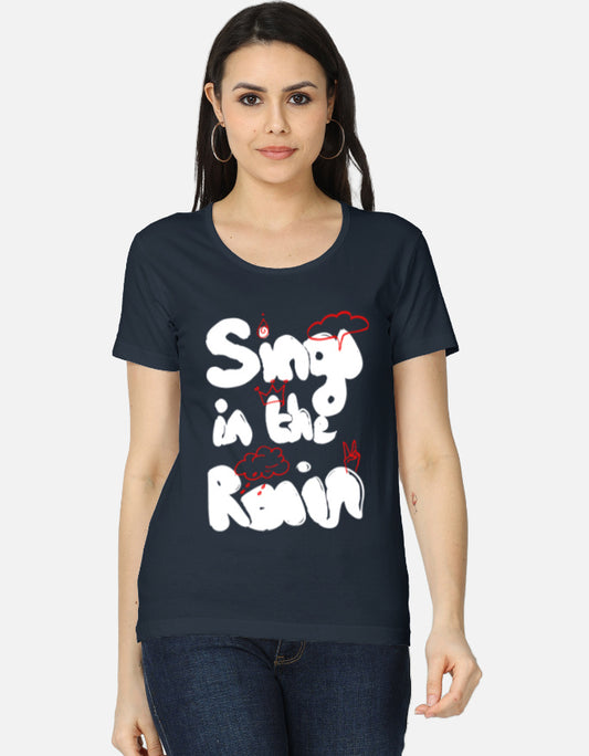 C-Labs Sing In The Rain Women's Classic T-Shirt Navy Blue Front_1_c_3_fe2b9721-0619-463d-984a-b01612da6703