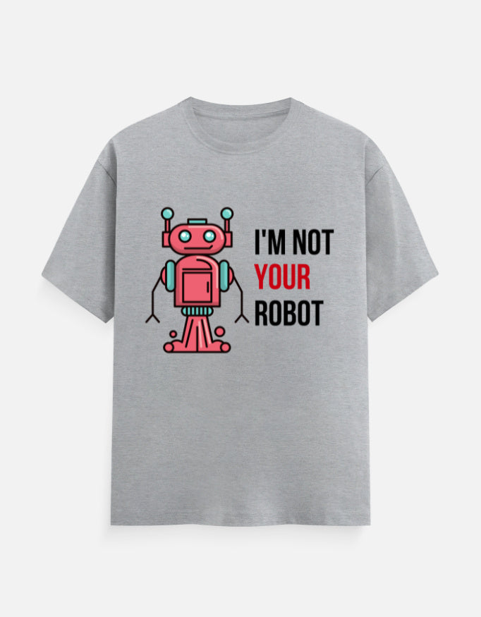 C-Labs I'm Not Your Robot Classic Crew T-Shirt Grey Melange Front_1_c_4