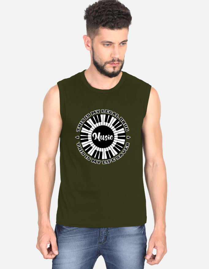 C-Labs Music Is My Drug Sleeveless T-Shirt Olive Green Front_1_c_41_213a4b2e-56aa-40bc-847e-57782d40f7d3