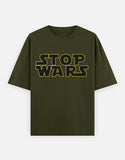 C-Labs Stop Wars Oversized Classic T-Shirt Olive Green Front_1_c_41_21eb8c81-09a7-4b73-ba8b-78f02dd32393