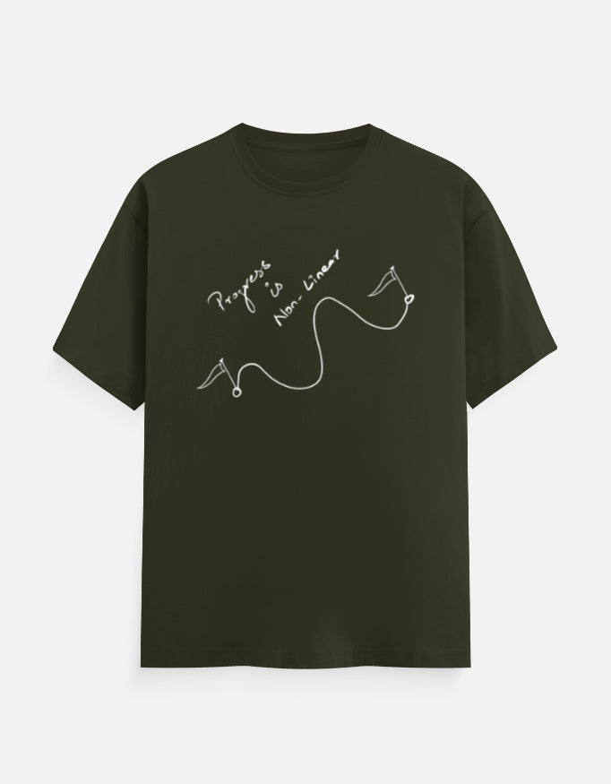 C-Labs Progress is non linear Classic Crew T-Shirt Olive Green Front_1_c_41_c47b0de4-e788-47a4-bfa3-b3072b6469fa