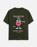 C-Labs Please use me ipadiku "Brain" Classic Crew T-Shirt Olive Green Front_1_c_41