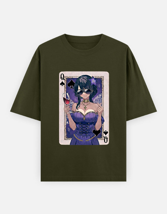 C-Labs Queen Spade Oversized Classic T-Shirt Olive Green Front_1_c_41_d27993a9-8f50-474e-979d-2c02e3cbd747