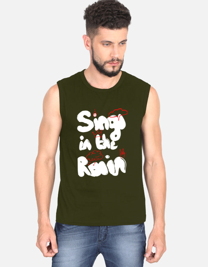 C-Labs Sing In The Rain Sleeveless T-Shirt Olive Green Front_1_c_41_d86cb62d-e35a-4278-94d2-119a14eb52a7