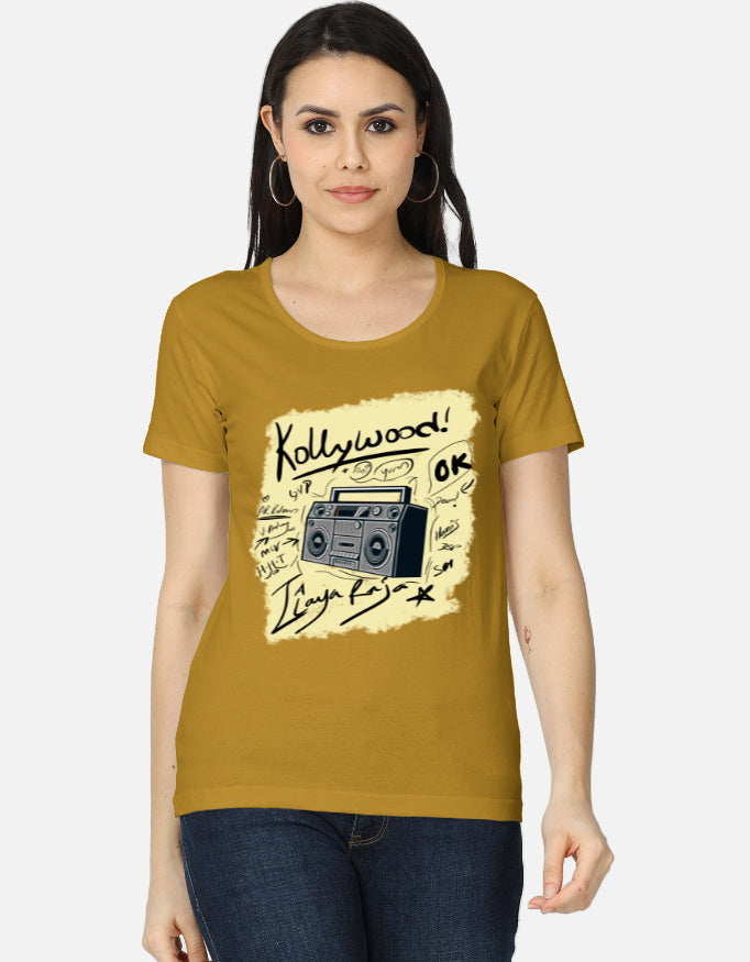 C-Labs Kollywood Music Women's Classic T-Shirt Mustard Yellow Front_1_c_43_05db0f04-2a6f-44d5-860c-381926bad522