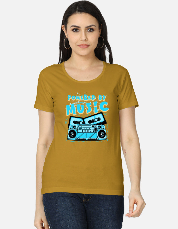 C-Labs Powered By Music Women's Classic T-Shirt Mustard Yellow Front_1_c_43_19e5baef-85c1-4cb5-bfb0-020ee49bf648