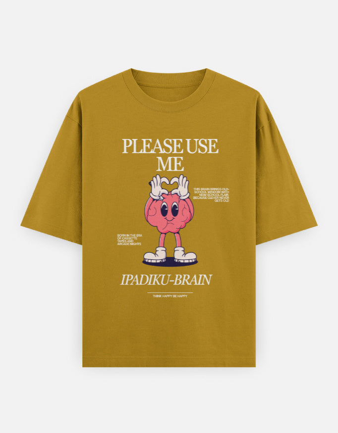 C-Labs Please use me ipadiku "Brain" Oversized Classic T-Shirt Mustard Yellow Front_1_c_43_2c02aa57-f4a2-4820-acbc-ff8f4c65eced
