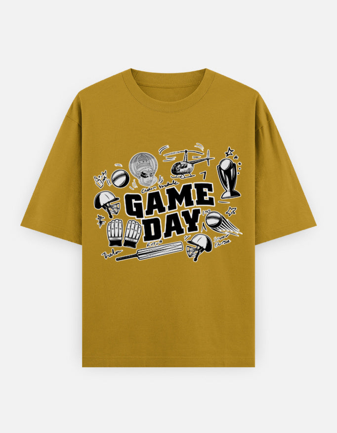C-Labs Game Day CSK theme Oversized Classic T-Shirt Mustard Yellow Front_1_c_43_36842463-7391-4702-9dce-cd5b15e5ff60
