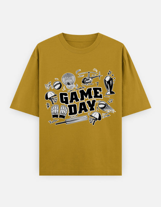 C-Labs Game Day CSK theme Oversized Classic T-Shirt Mustard Yellow Front_1_c_43_36842463-7391-4702-9dce-cd5b15e5ff60