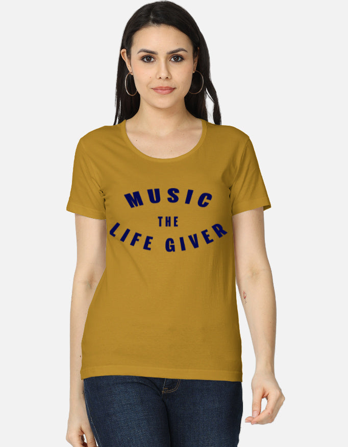 C-Labs Music The Life Giver Women's Classic T-Shirt Mustard Yellow Front_1_c_43_664bcf6c-62c1-4fdb-8e5e-66f62d3bab99